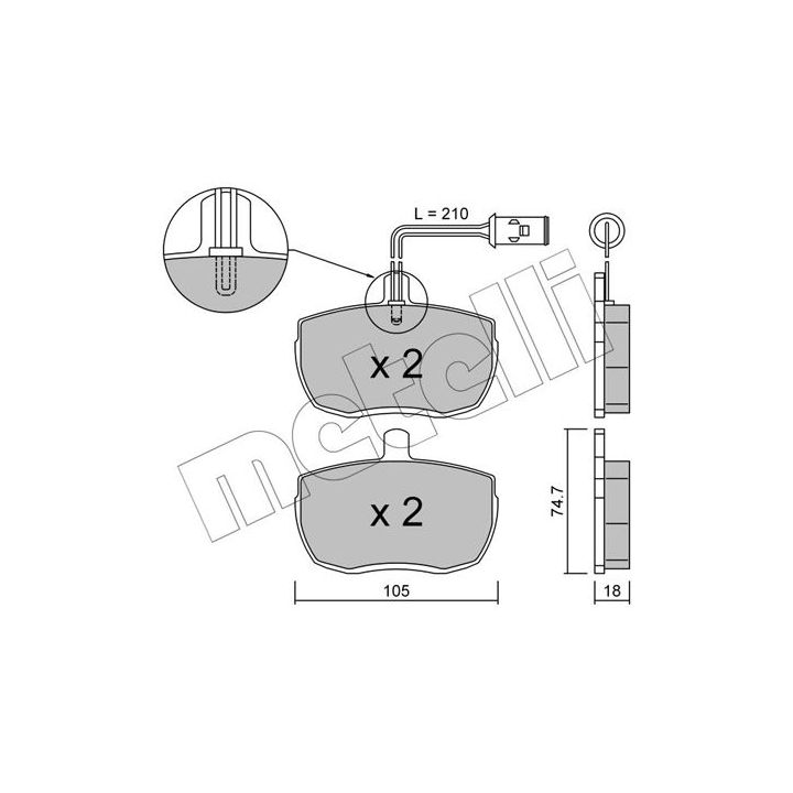 Stabdžių trinkelių rinkinys, diskinis stabdys METELLI 22-0016-2