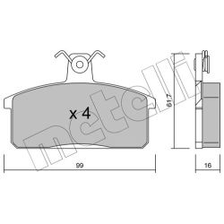 Stabdžių trinkelių rinkinys, diskinis stabdys METELLI 22-0026-0
