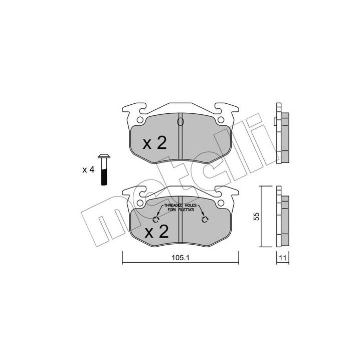 Stabdžių trinkelių rinkinys, diskinis stabdys METELLI 22-0038-1