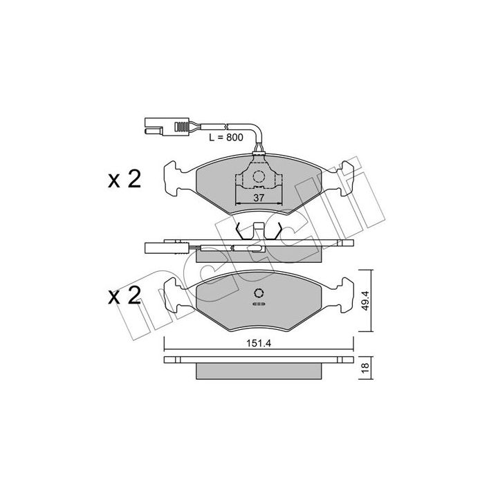 Stabdžių trinkelių rinkinys, diskinis stabdys METELLI 22-0057-0