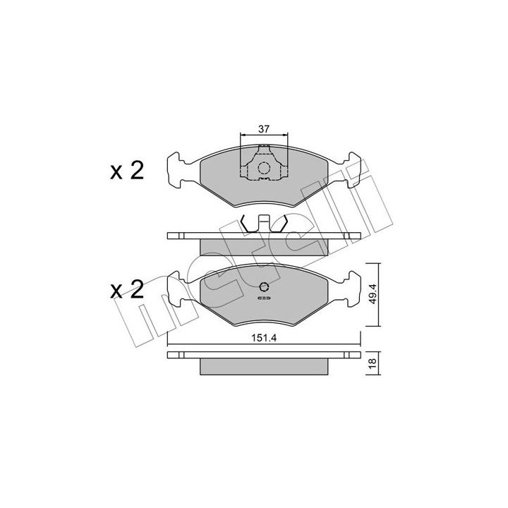 Stabdžių trinkelių rinkinys, diskinis stabdys METELLI 22-0057-2