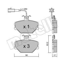 Stabdžių trinkelių rinkinys, diskinis stabdys METELLI 22-0059-0