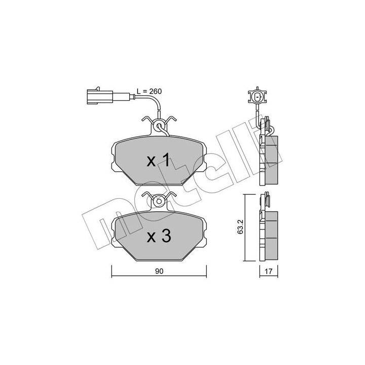 Stabdžių trinkelių rinkinys, diskinis stabdys METELLI 22-0059-0