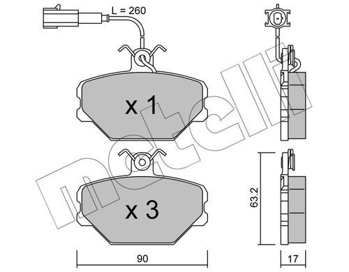 Stabdžių trinkelių rinkinys, diskinis stabdys METELLI 22-0059-0