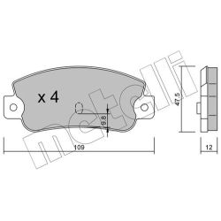 Stabdžių trinkelių rinkinys, diskinis stabdys METELLI 22-0063-0