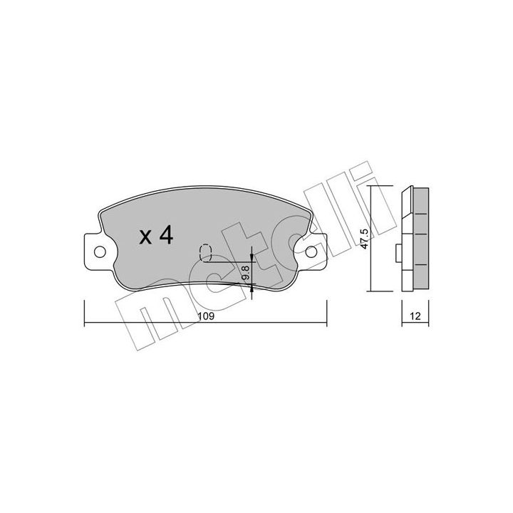Stabdžių trinkelių rinkinys, diskinis stabdys METELLI 22-0063-0