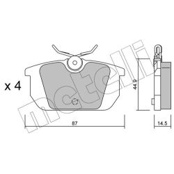 Stabdžių trinkelių rinkinys, diskinis stabdys METELLI 22-0064-0