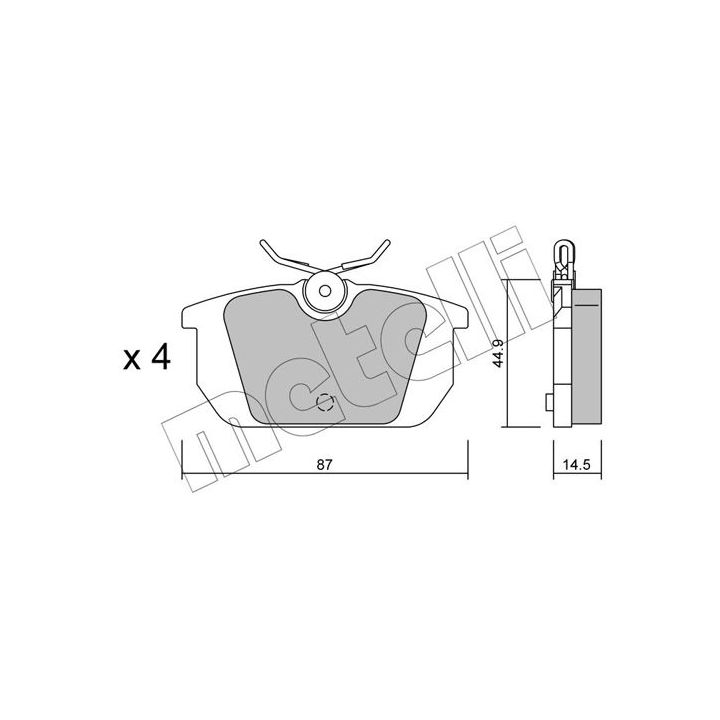 Stabdžių trinkelių rinkinys, diskinis stabdys METELLI 22-0064-0
