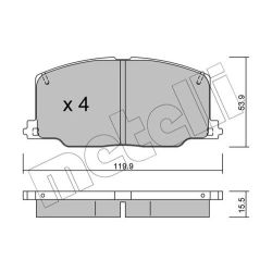 Stabdžių trinkelių rinkinys, diskinis stabdys METELLI 22-0067-0