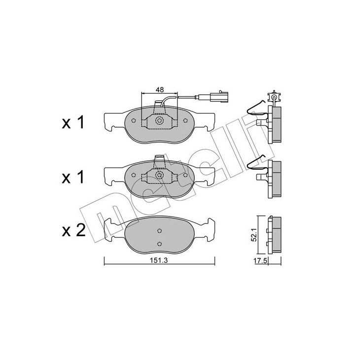 Stabdžių trinkelių rinkinys, diskinis stabdys METELLI 22-0079-0