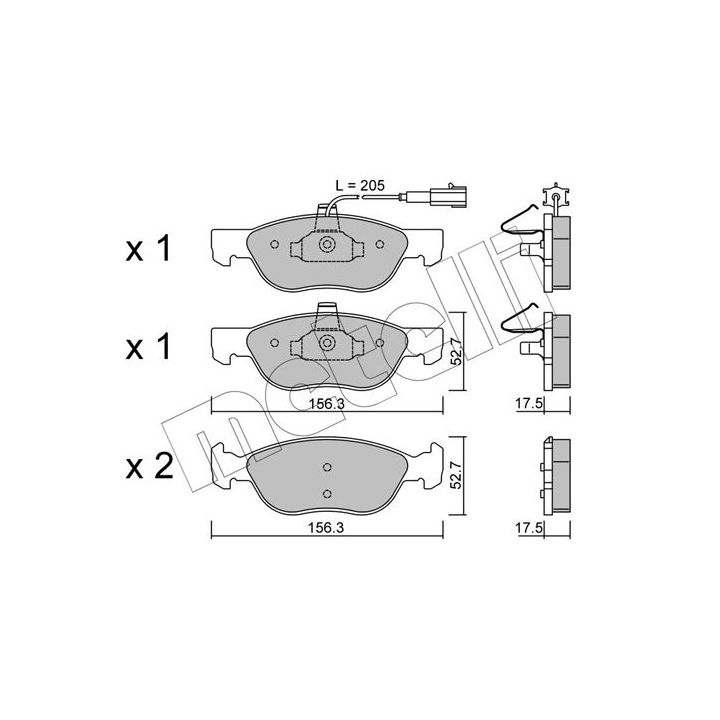 Stabdžių trinkelių rinkinys, diskinis stabdys METELLI 22-0082-0