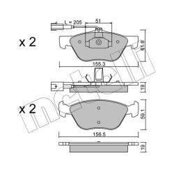 Stabdžių trinkelių rinkinys, diskinis stabdys METELLI 22-0083-1