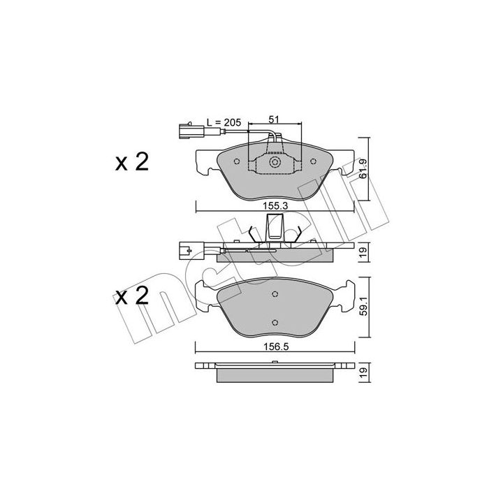 Stabdžių trinkelių rinkinys, diskinis stabdys METELLI 22-0083-1