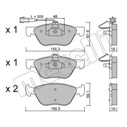 Stabdžių trinkelių rinkinys, diskinis stabdys METELLI 22-0083-2