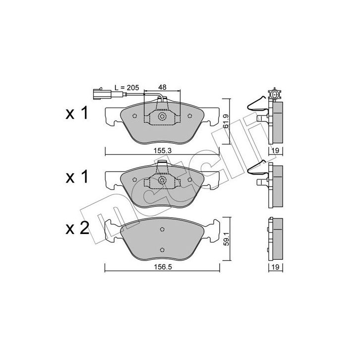 Stabdžių trinkelių rinkinys, diskinis stabdys METELLI 22-0083-2