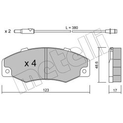 Stabdžių trinkelių rinkinys, diskinis stabdys METELLI 22-0096-0