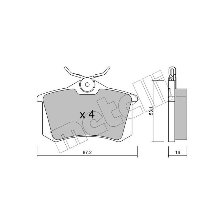 Stabdžių trinkelių rinkinys, diskinis stabdys METELLI 22-0100-2