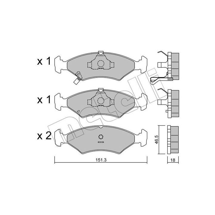 Stabdžių trinkelių rinkinys, diskinis stabdys METELLI 22-0127-0