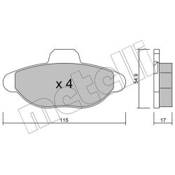 Stabdžių trinkelių rinkinys, diskinis stabdys METELLI 22-0137-0