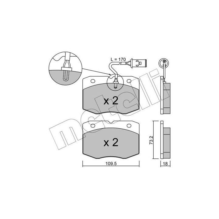 Stabdžių trinkelių rinkinys, diskinis stabdys METELLI 22-0139-0