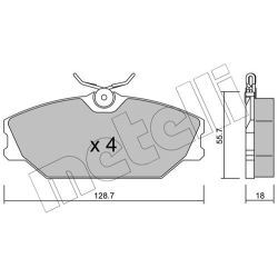 Stabdžių trinkelių rinkinys, diskinis stabdys METELLI 22-0142-2
