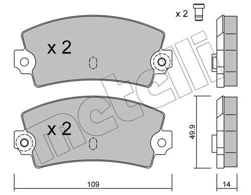 Stabdžių trinkelių rinkinys, diskinis stabdys METELLI 22-0147-1