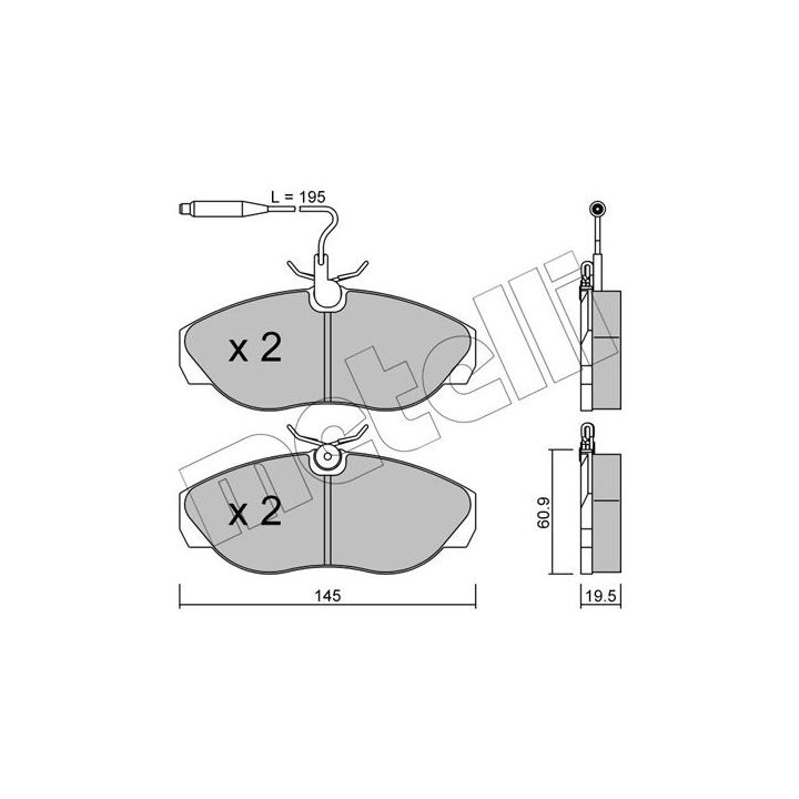Stabdžių trinkelių rinkinys, diskinis stabdys METELLI 22-0154-0