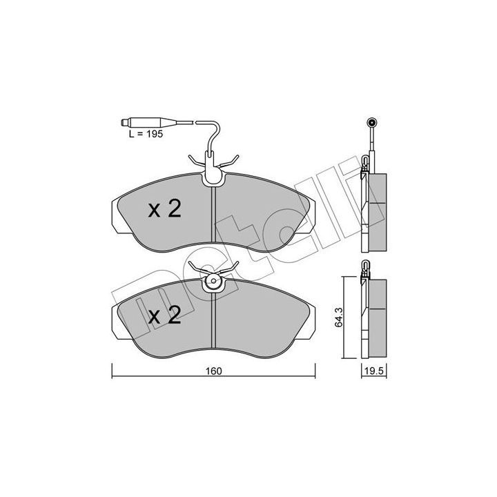Stabdžių trinkelių rinkinys, diskinis stabdys METELLI 22-0155-0