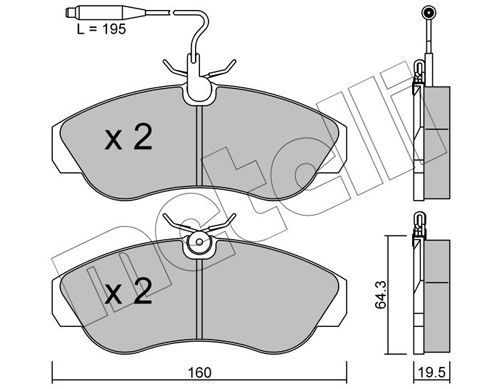 Stabdžių trinkelių rinkinys, diskinis stabdys METELLI 22-0155-0