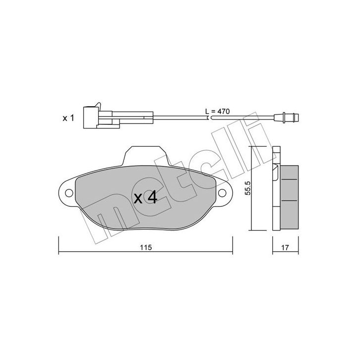 Stabdžių trinkelių rinkinys, diskinis stabdys METELLI 22-0159-0