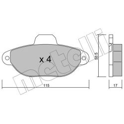 Stabdžių trinkelių rinkinys, diskinis stabdys METELLI 22-0159-1
