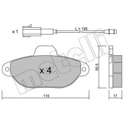 Stabdžių trinkelių rinkinys, diskinis stabdys METELLI 22-0159-2
