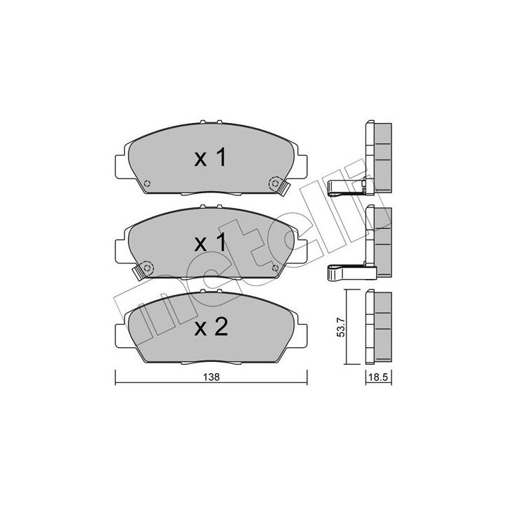 Stabdžių trinkelių rinkinys, diskinis stabdys METELLI 22-0172-0