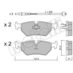 Stabdžių trinkelių rinkinys, diskinis stabdys METELLI 22-0178-1K