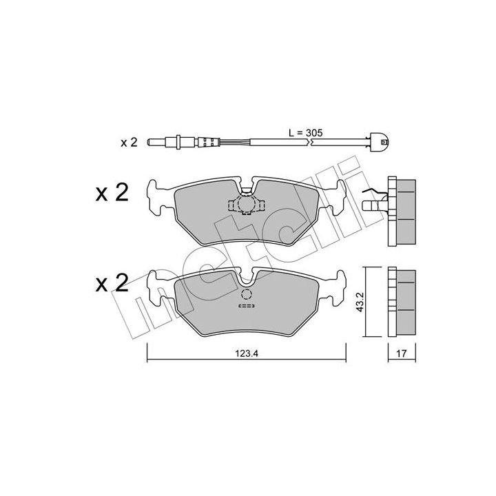 Stabdžių trinkelių rinkinys, diskinis stabdys METELLI 22-0178-1K