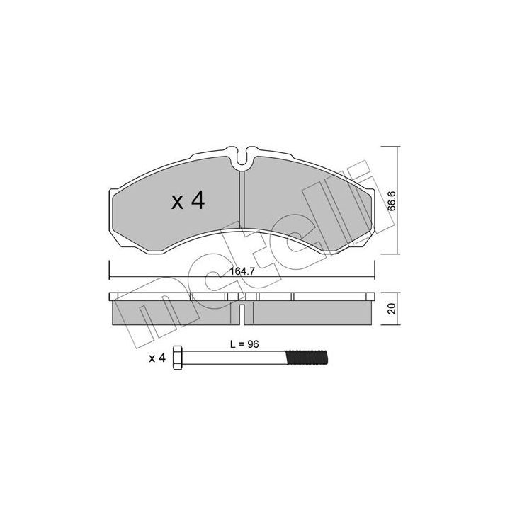 Stabdžių trinkelių rinkinys, diskinis stabdys METELLI 22-0212-0