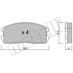 Stabdžių trinkelių rinkinys, diskinis stabdys METELLI 22-0238-0