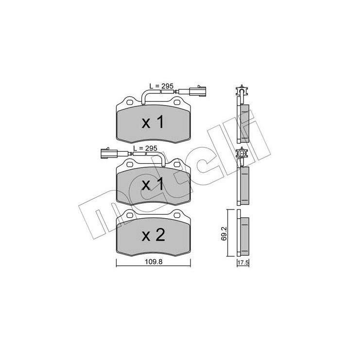 Stabdžių trinkelių rinkinys, diskinis stabdys METELLI 22-0251-0