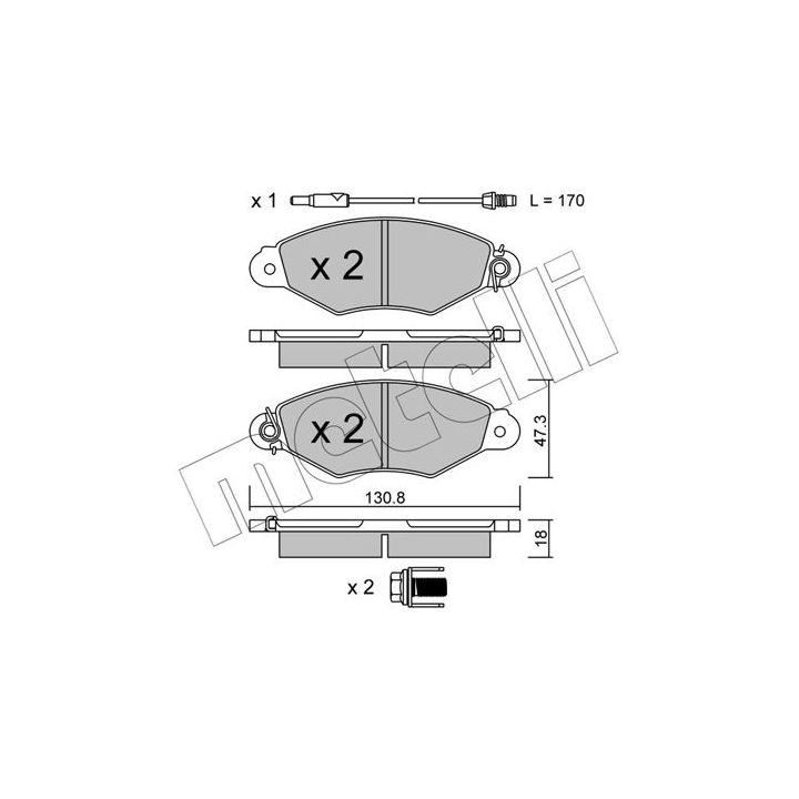 Stabdžių trinkelių rinkinys, diskinis stabdys METELLI 22-0253-1
