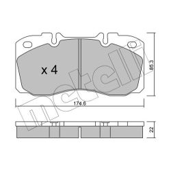 Stabdžių trinkelių rinkinys, diskinis stabdys METELLI 22-0268-0