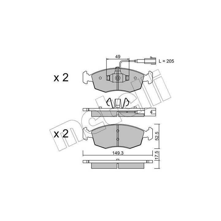 Stabdžių trinkelių rinkinys, diskinis stabdys METELLI 22-0274-4