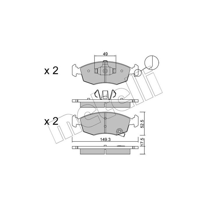Stabdžių trinkelių rinkinys, diskinis stabdys METELLI 22-0274-5