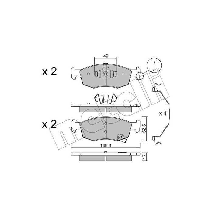 Stabdžių trinkelių rinkinys, diskinis stabdys METELLI 22-0274-6