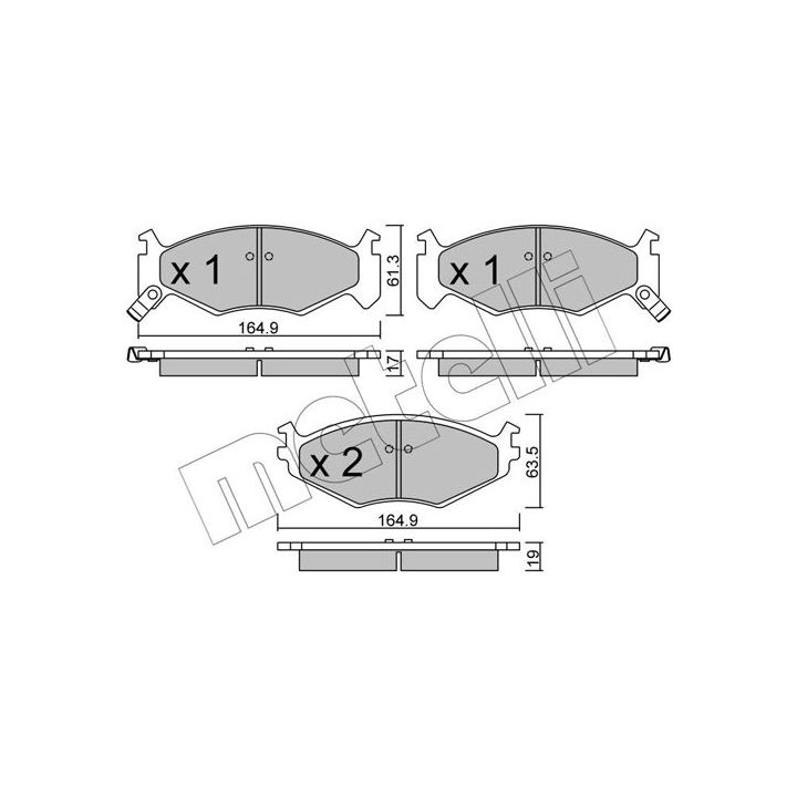 Stabdžių trinkelių rinkinys, diskinis stabdys METELLI 22-0289-0