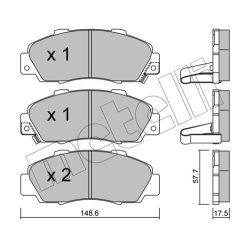 Stabdžių trinkelių rinkinys, diskinis stabdys METELLI 22-0298-0