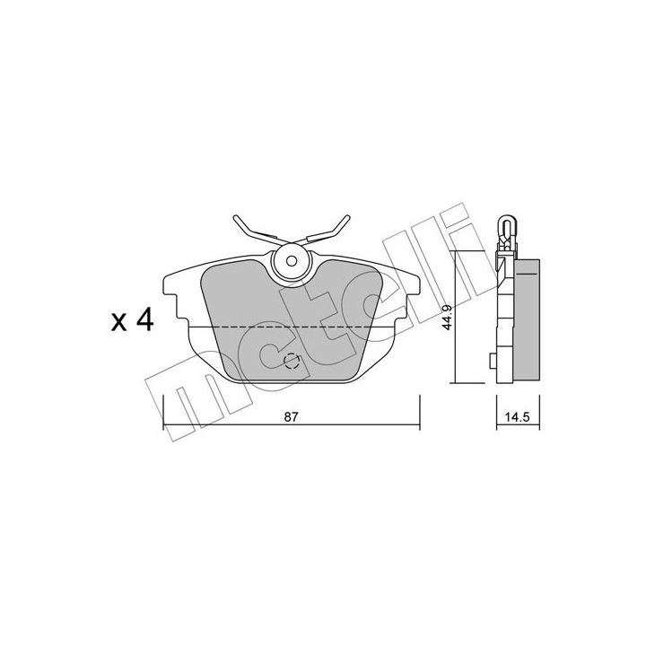 Stabdžių trinkelių rinkinys, diskinis stabdys METELLI 22-0299-0
