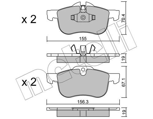 Stabdžių trinkelių rinkinys, diskinis stabdys METELLI 22-0307-0