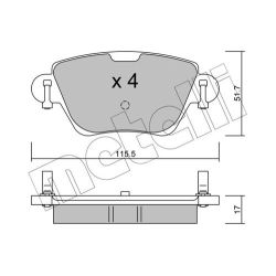 Stabdžių trinkelių rinkinys, diskinis stabdys METELLI 22-0319-0