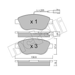 Stabdžių trinkelių rinkinys, diskinis stabdys METELLI 22-0322-0