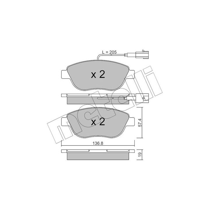 Stabdžių trinkelių rinkinys, diskinis stabdys METELLI 22-0322-3